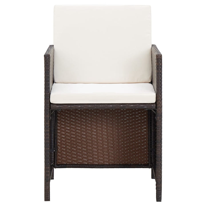 havestole med skamler 4 dele polyrattan brun