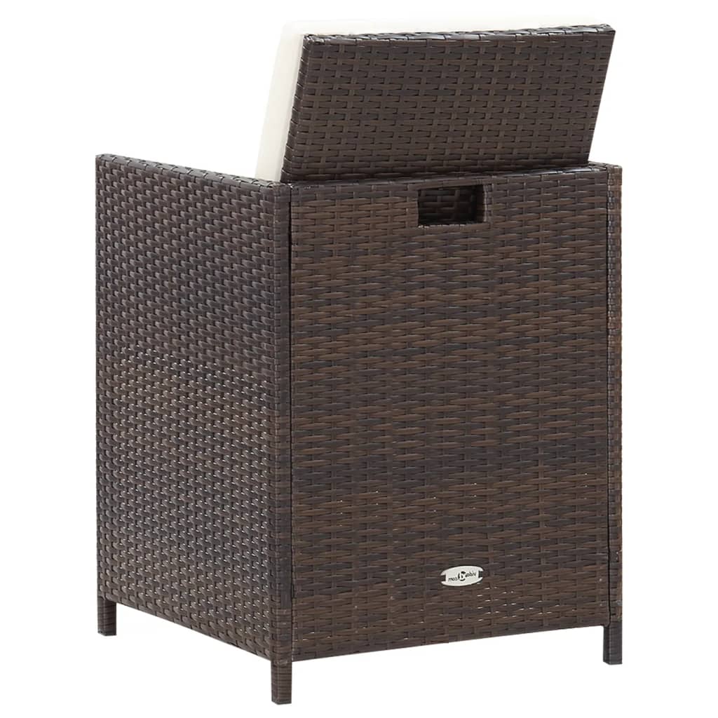 havestole med skamler 4 dele polyrattan brun