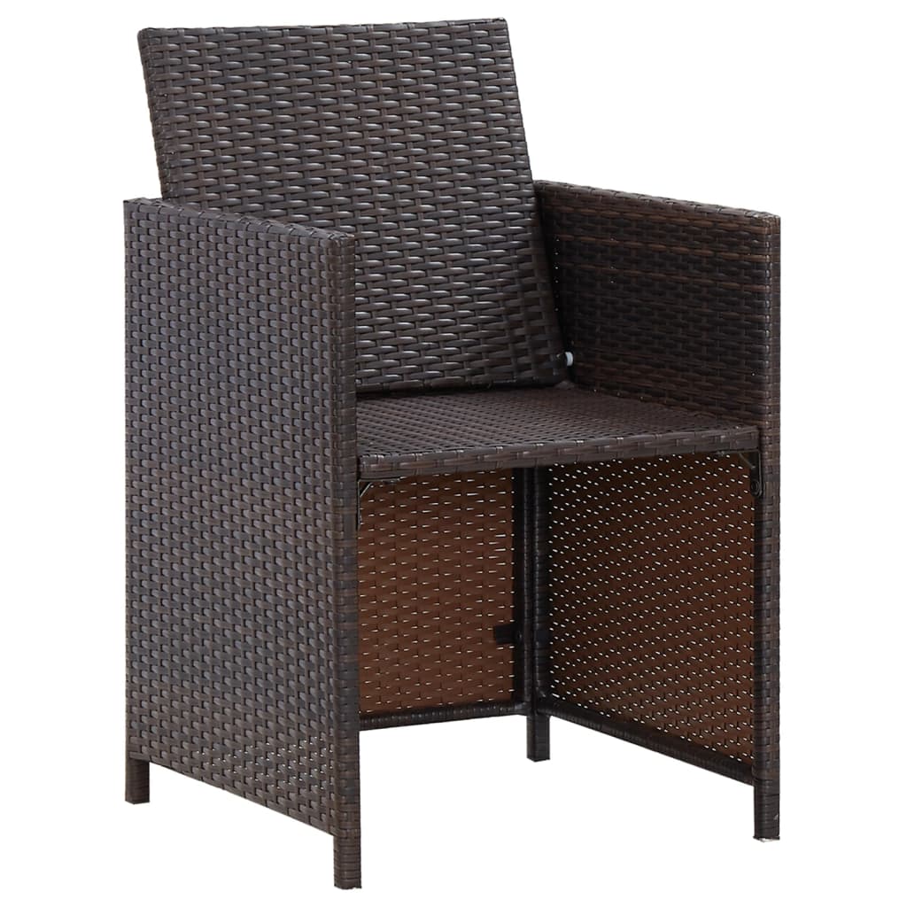 havestole med skamler 4 dele polyrattan brun