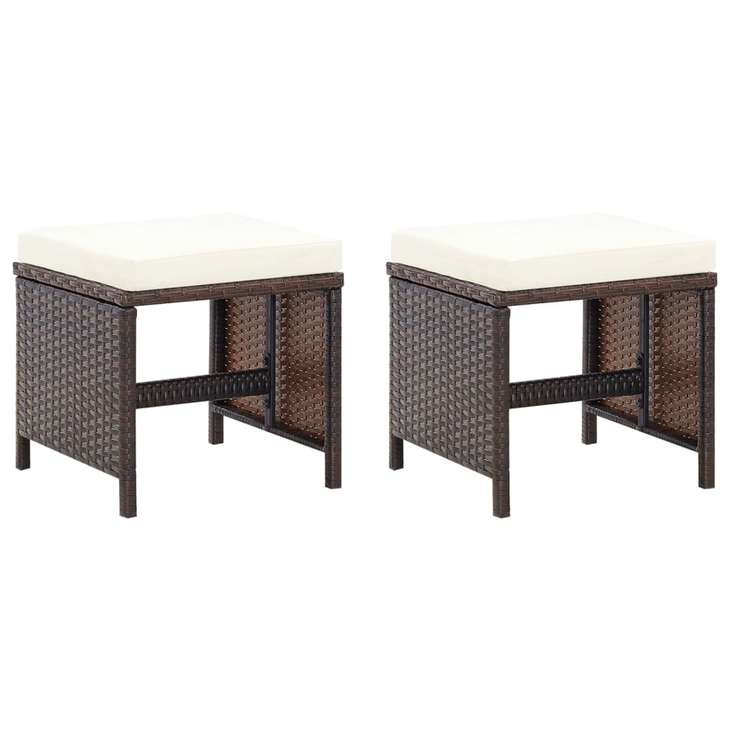 havestole med skamler 4 dele polyrattan brun