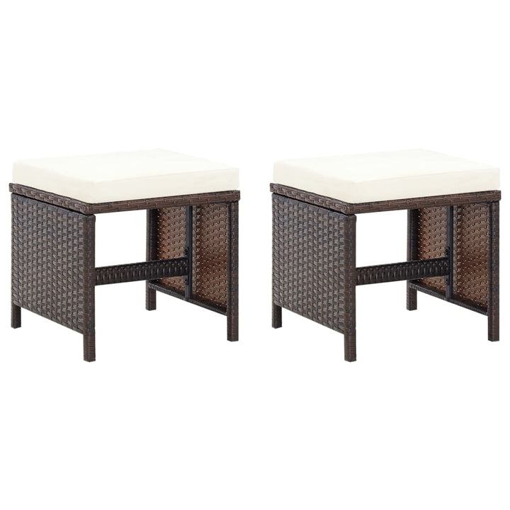 havestole med skamler 4 dele polyrattan brun