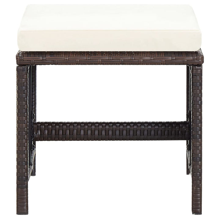 havestole med skamler 4 dele polyrattan brun