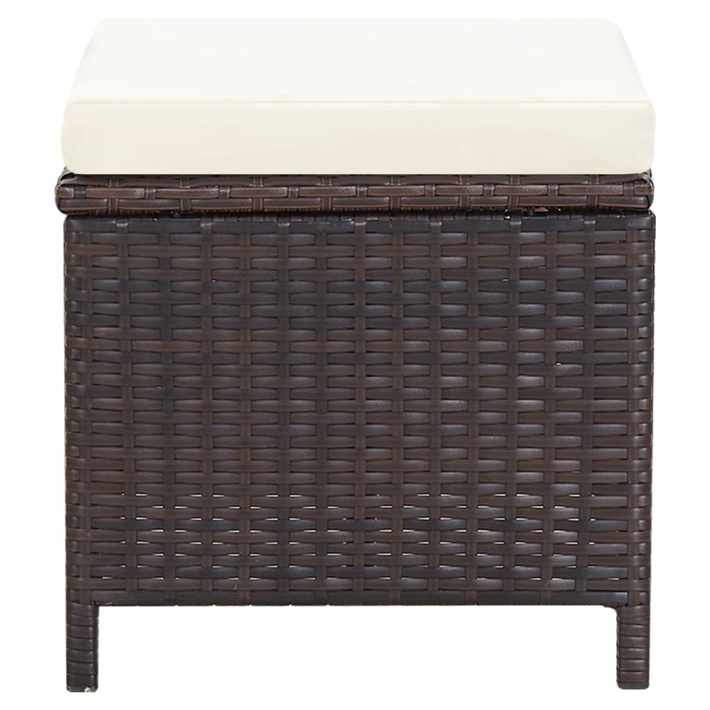 havestole med skamler 4 dele polyrattan brun
