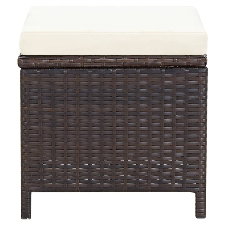 havestole med skamler 4 dele polyrattan brun