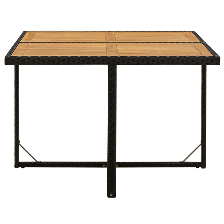 havebord 109x107x74 cm polyrattan og massivt akacietræ sort