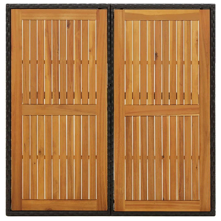 havebord 109x107x74 cm polyrattan og massivt akacietræ sort