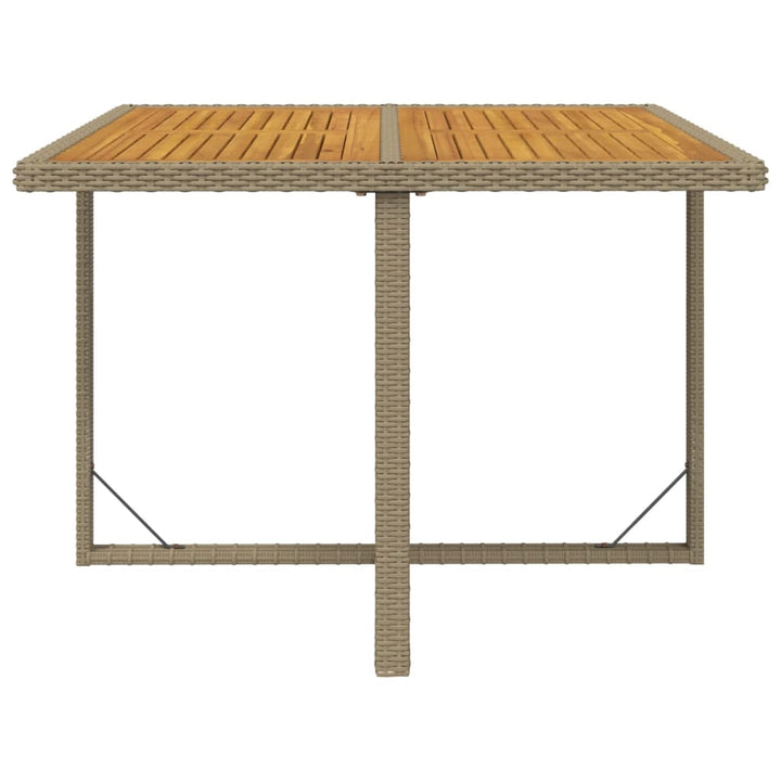 havebord 109x107x74 cm polyrattan og massivt akacietræ beige