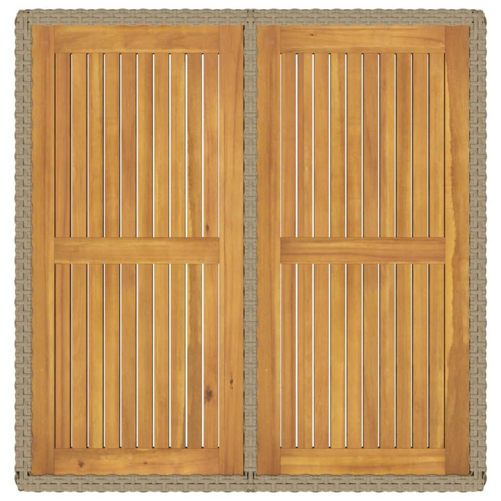 havebord 109x107x74 cm polyrattan og massivt akacietræ beige