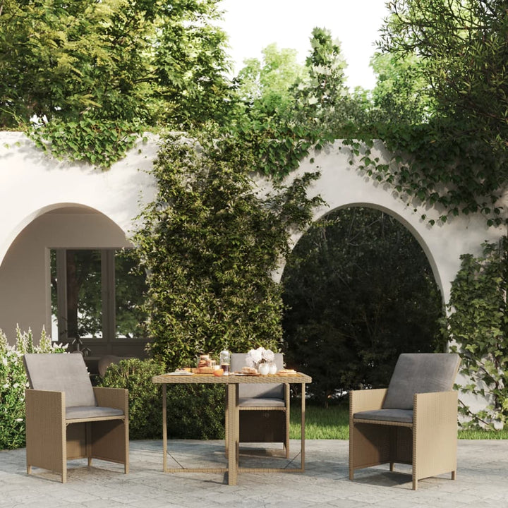 havebord 109x107x74 cm polyrattan og massivt akacietræ beige