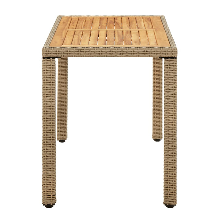 havebord 123x60x74 cm polyrattan og massivt akacietræ beige