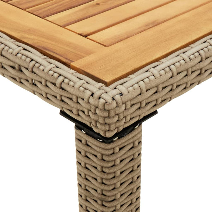 havebord 123x60x74 cm polyrattan og massivt akacietræ beige