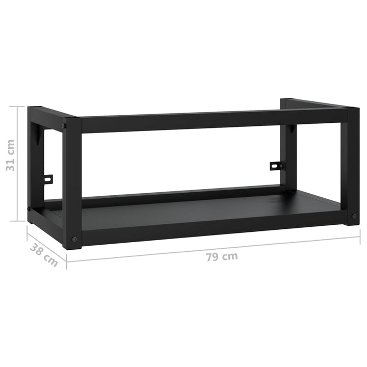 væghængt badeværelsesmøbel til håndvask 79x38x31 cm jern sort