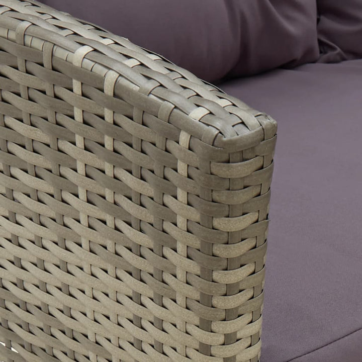 loungesæt til haven 2 dele med hynder polyrattan grå