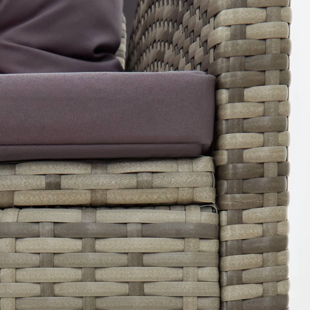 loungesæt til haven 2 dele med hynder polyrattan grå