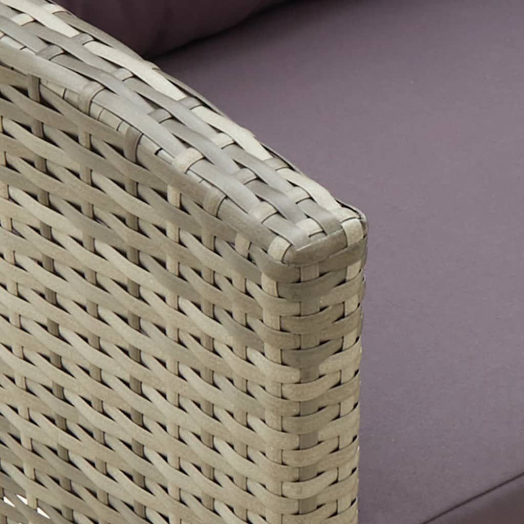 havestol med hynder polyrattan grå