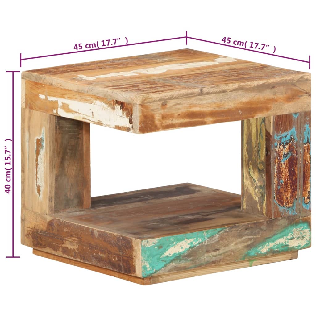 sofabord 45x45x40 cm massivt genbrugstræ