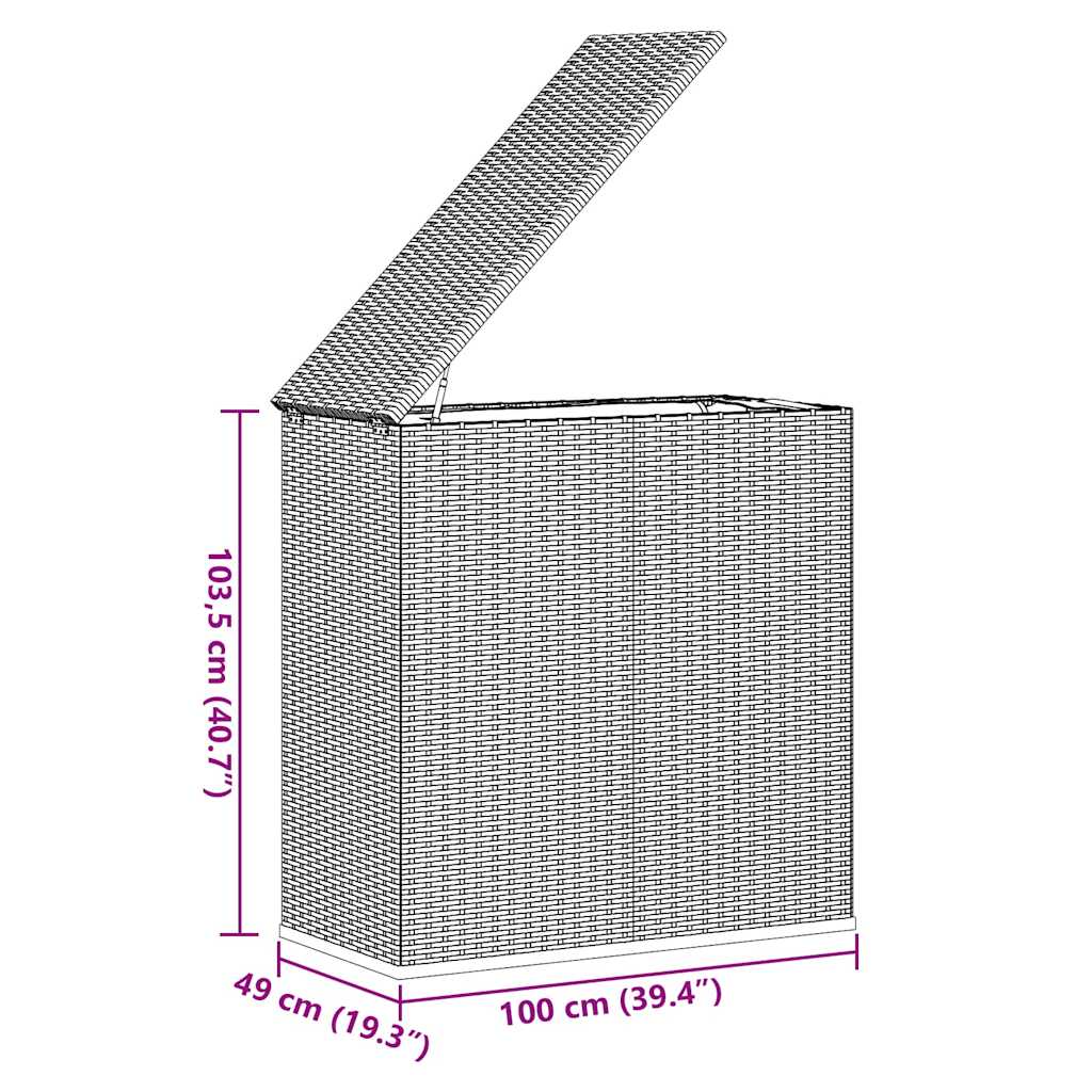 hyndeboks 100x49x103,5 cm polyrattan sort