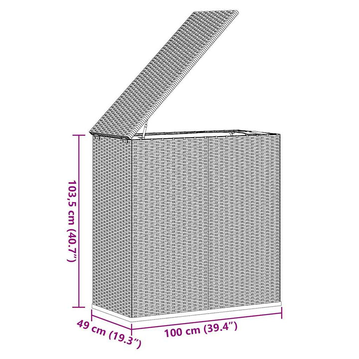 hyndeboks 100x49x103,5 cm polyrattan sort