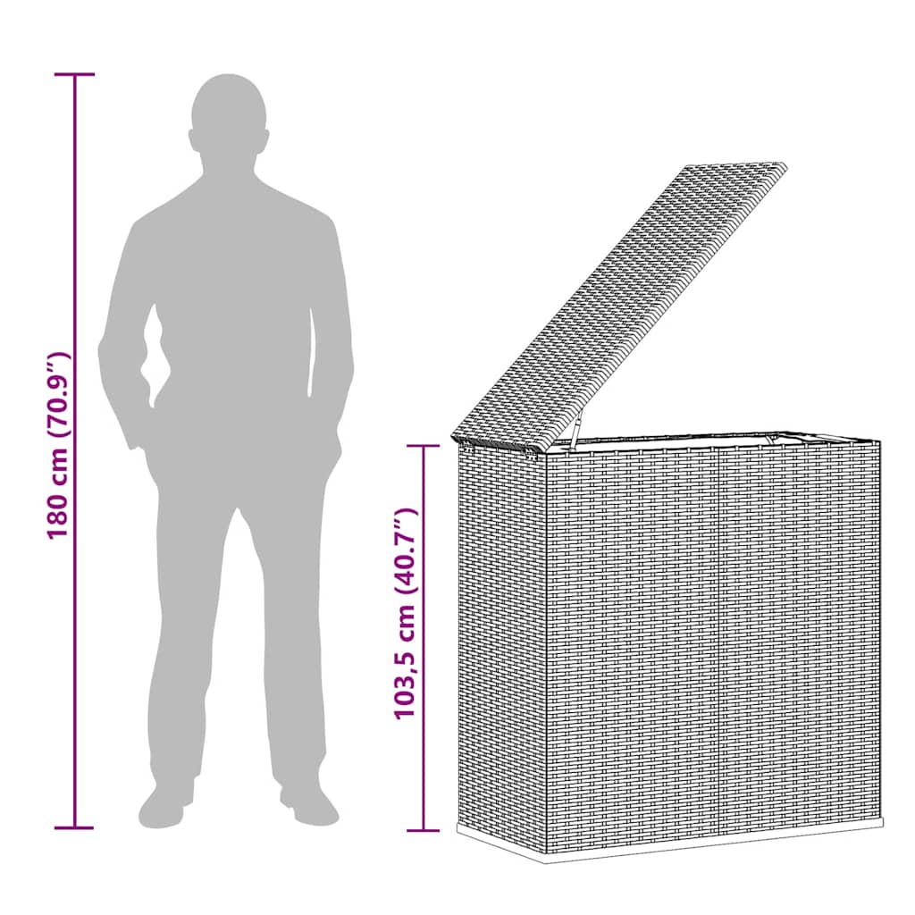 hyndeboks 100x49x103,5 cm polyrattan sort