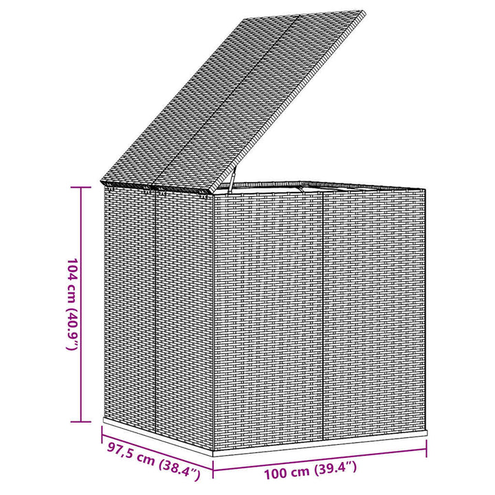 hyndeboks 100x97,5x104 cm polyrattan sort