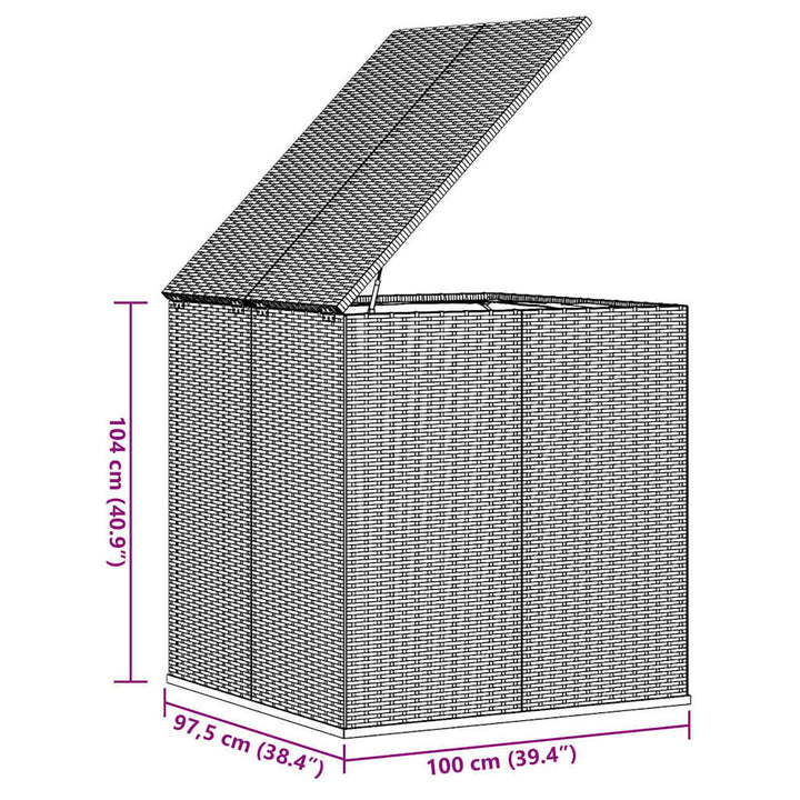 hyndeboks 100x97,5x104 cm polyrattan sort