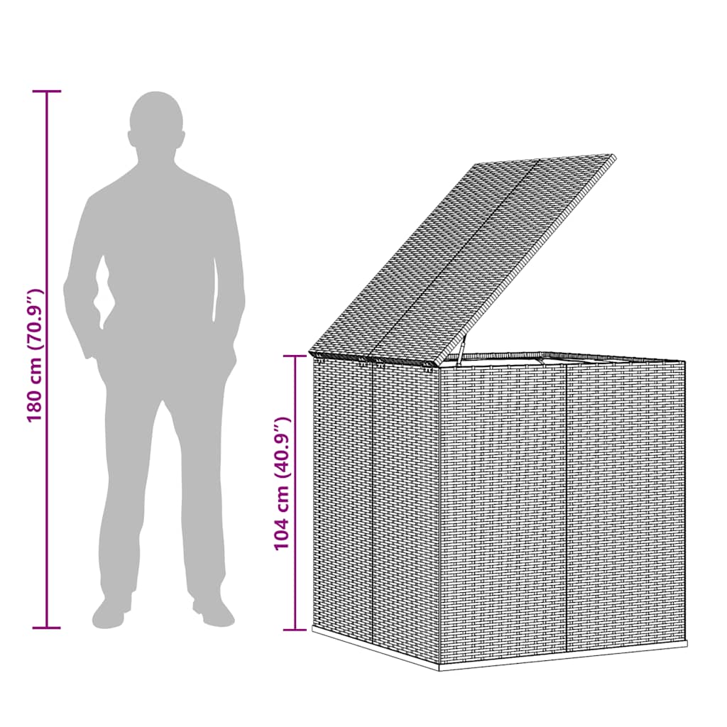 hyndeboks 100x97,5x104 cm polyrattan sort