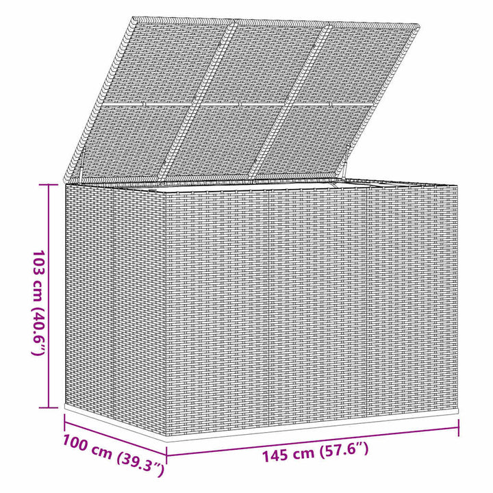 hyndeboks 145x100x103 cm polyrattan sort