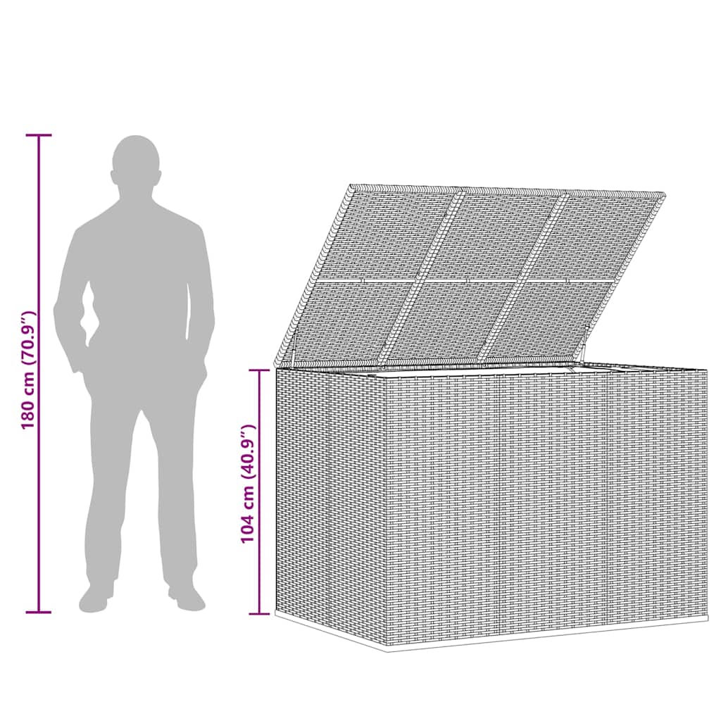 hyndeboks 145x100x103 cm polyrattan sort