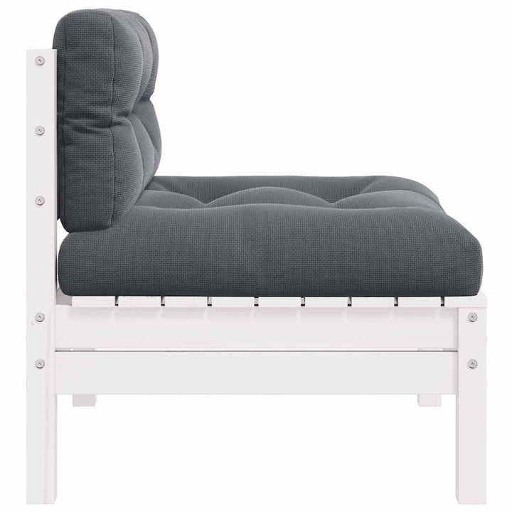 midterdel til havesofa med hynder massivt fyrretræ hvid