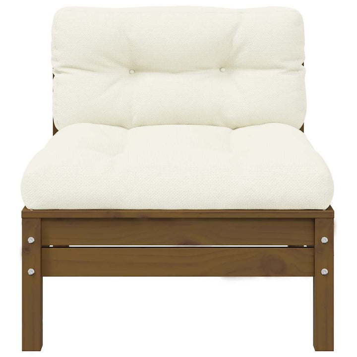 midterdel til havesofa med hynder massivt fyrretræ gyldenbrun