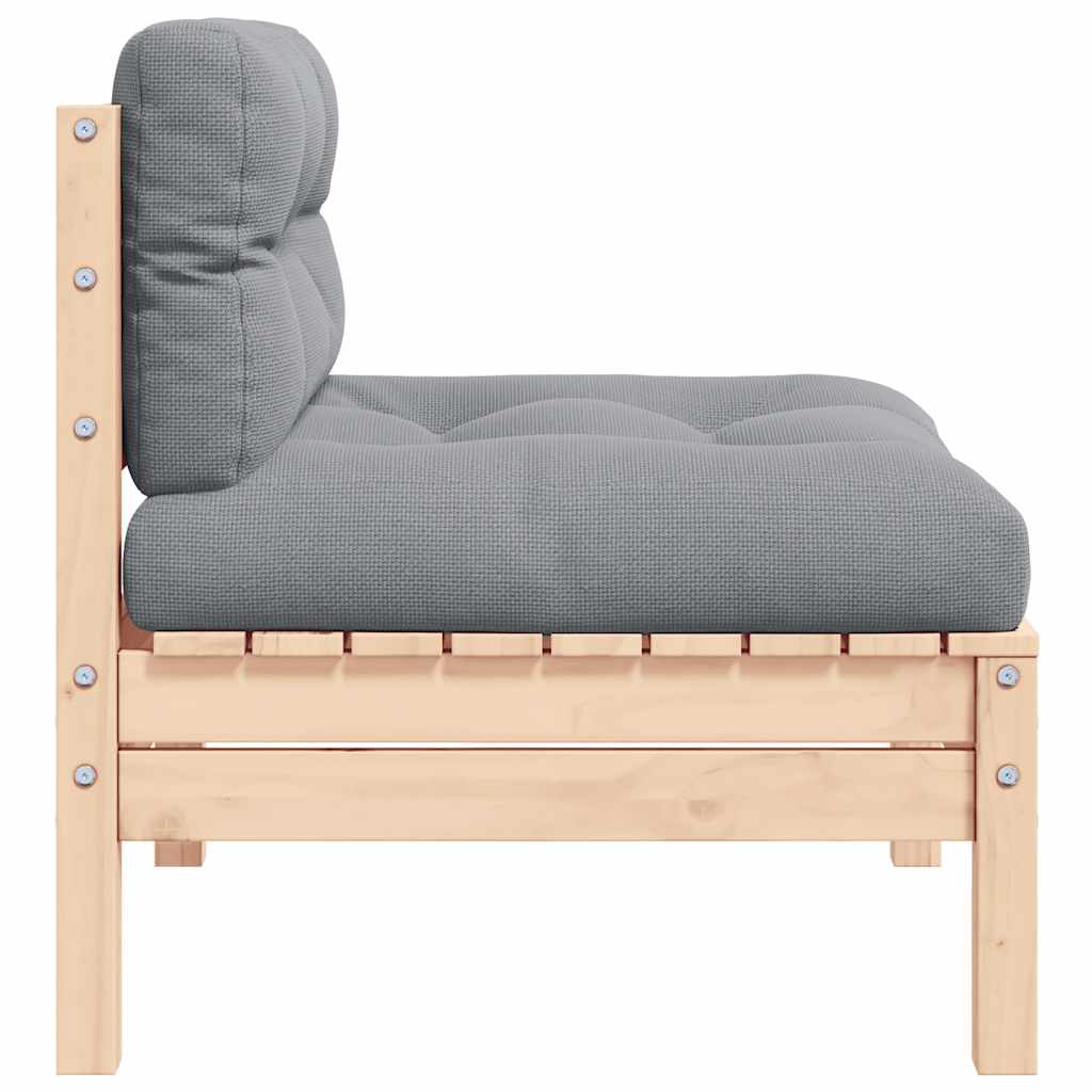 2-personers havesofa med cremefarvede hynder massivt fyrretræ