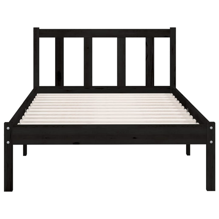 sengeramme 75x190 cm Small Single massivt fyrretræ sort