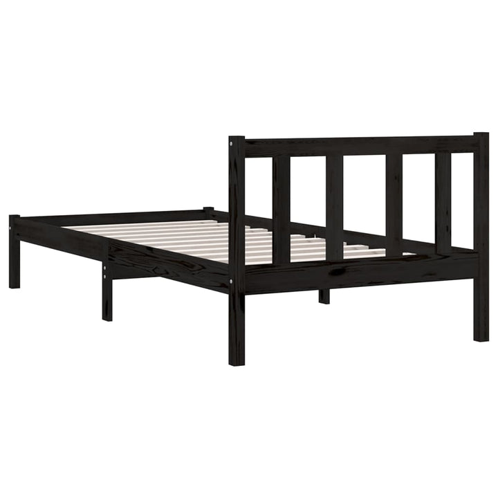 sengeramme 75x190 cm Small Single massivt fyrretræ sort