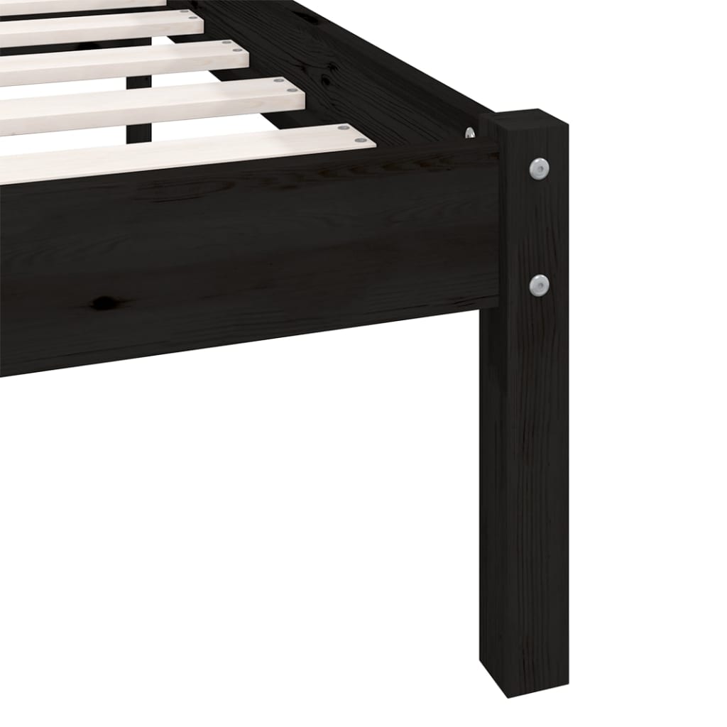 sengeramme 75x190 cm Small Single massivt fyrretræ sort