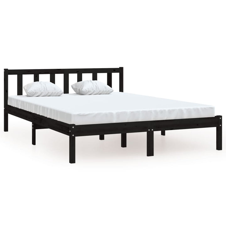sengeramme 135x190 cm Double massivt fyrretræ sort