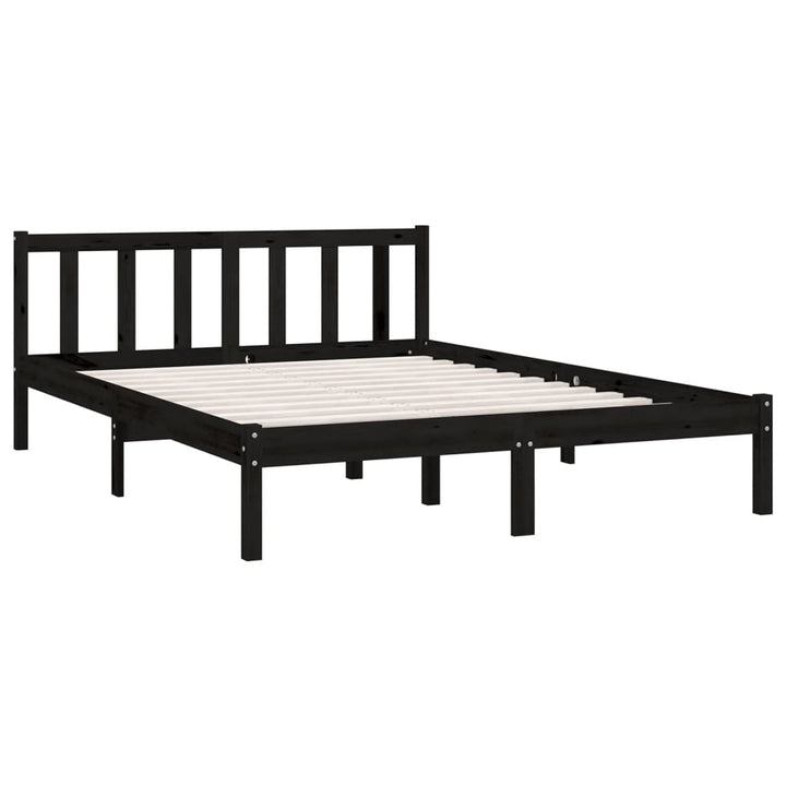 sengeramme 135x190 cm Double massivt fyrretræ sort