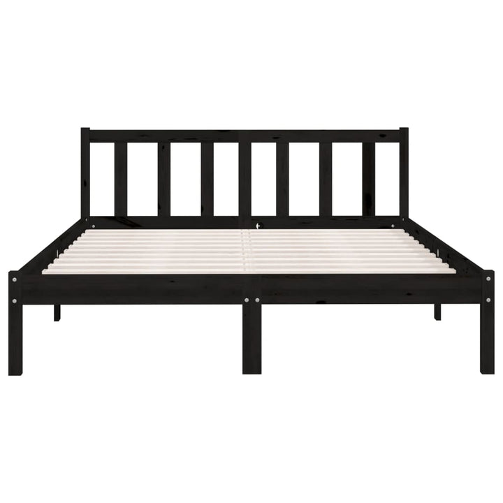sengeramme 135x190 cm Double massivt fyrretræ sort