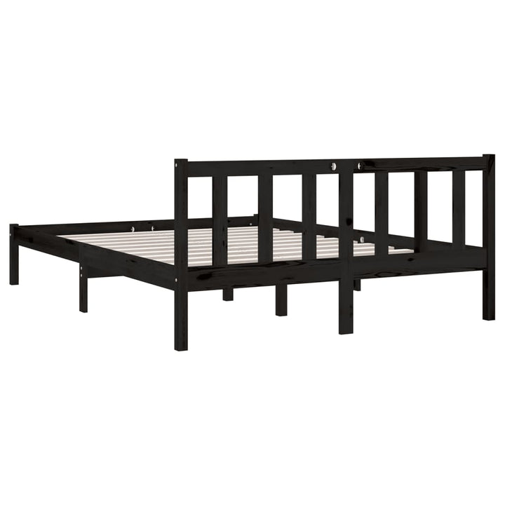 sengeramme 135x190 cm Double massivt fyrretræ sort
