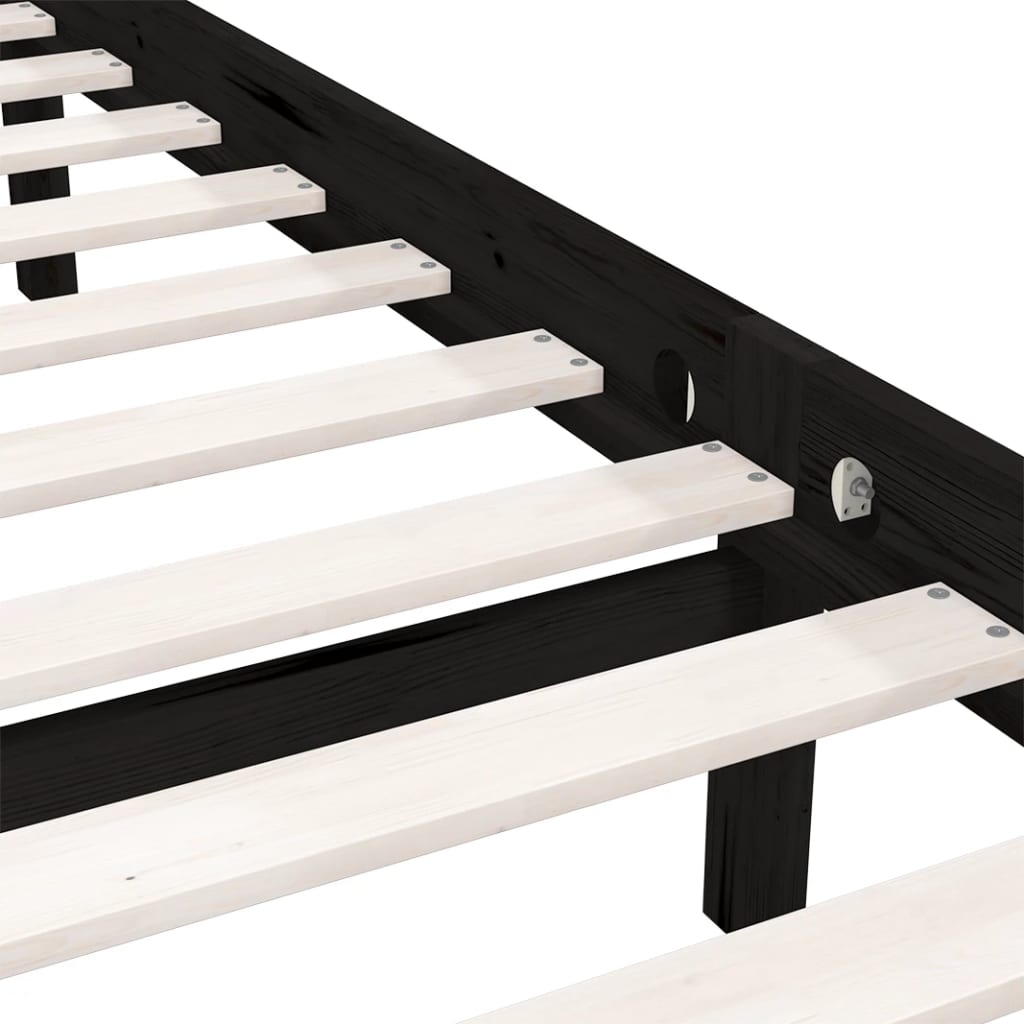 sengeramme 135x190 cm Double massivt fyrretræ sort