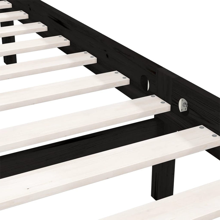 sengeramme 135x190 cm Double massivt fyrretræ sort