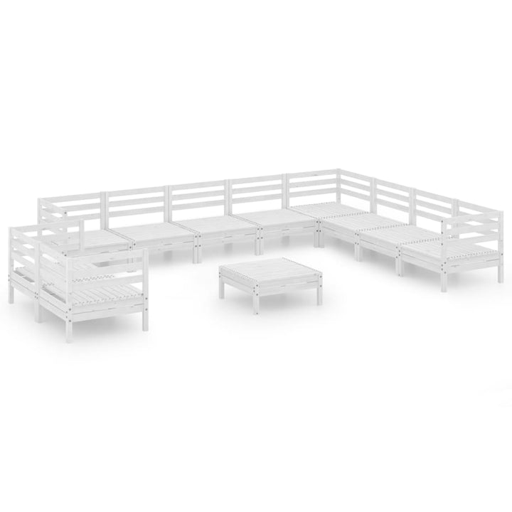 loungesæt til haven 11 dele massivt fyrretræ hvid