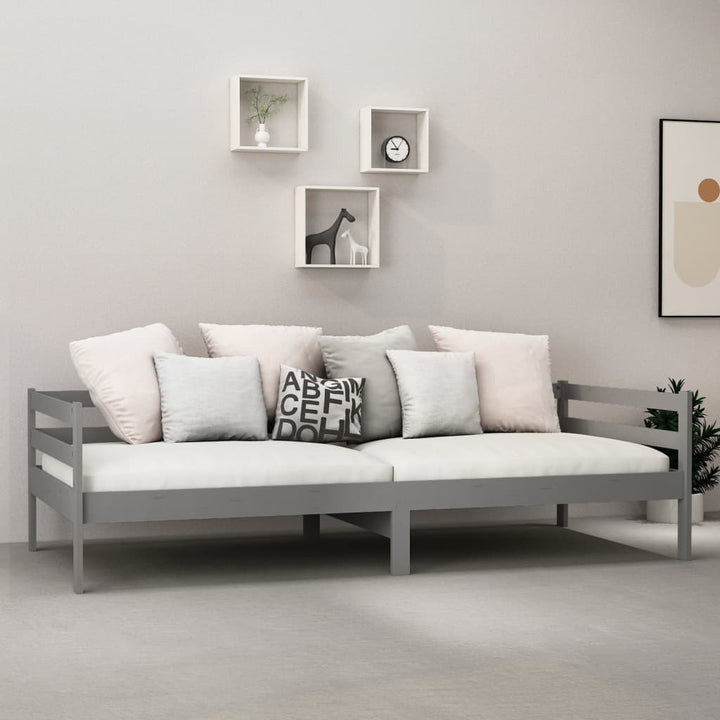daybed med madras 90x200 cm massivt fyrretræ grå