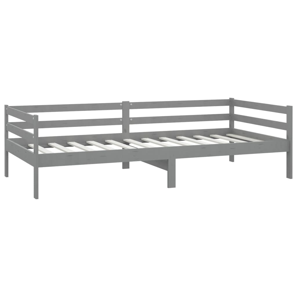 daybed med madras 90x200 cm massivt fyrretræ grå