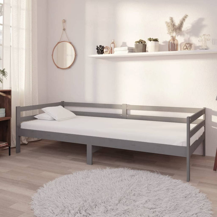 daybed med madras 90x200 cm massivt fyrretræ grå