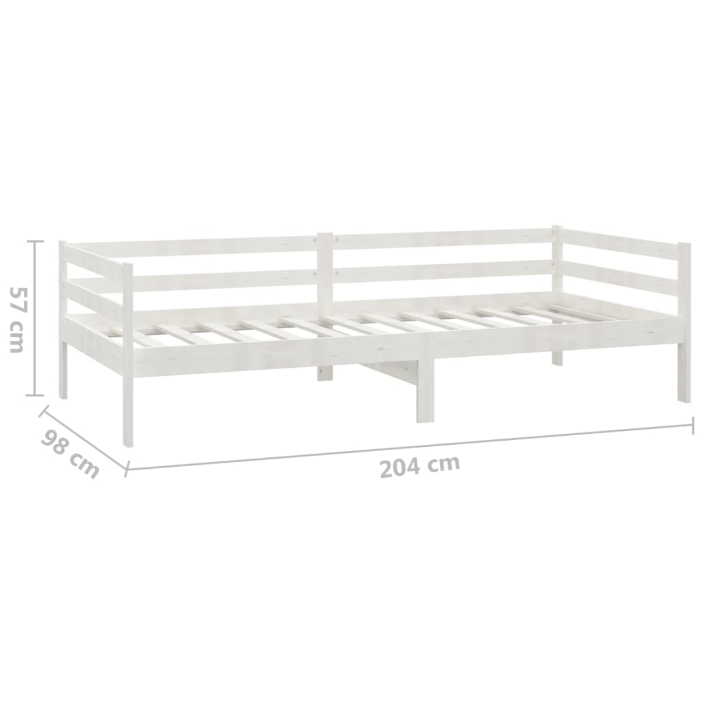 daybed med madras 90x200 cm massivt fyrretræ hvid