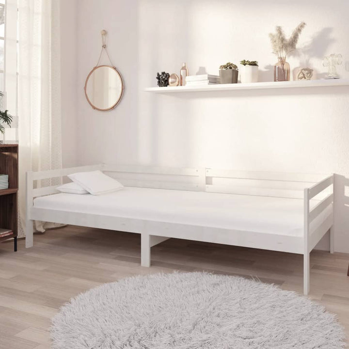 daybed med madras 90x200 cm massivt fyrretræ hvid