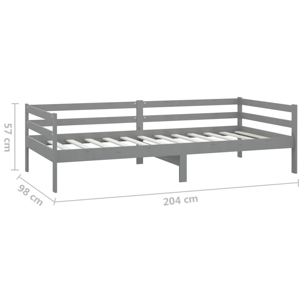 daybed med madras 90x200 cm massivt fyrretræ grå