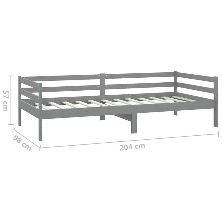 daybed med madras 90x200 cm massivt fyrretræ grå