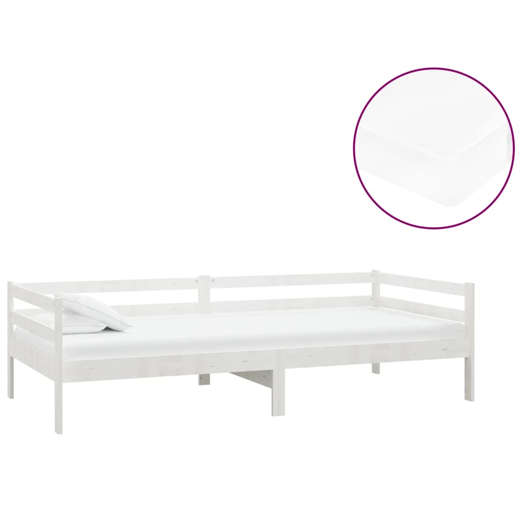 daybed med madras 90x200 cm massivt fyrretræ hvid