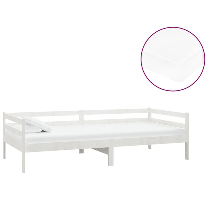 daybed med madras 90x200 cm massivt fyrretræ hvid